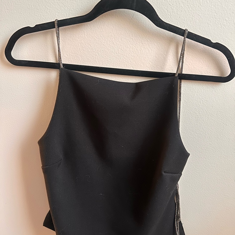 Zara Black Asymmetrical Crop Camisole